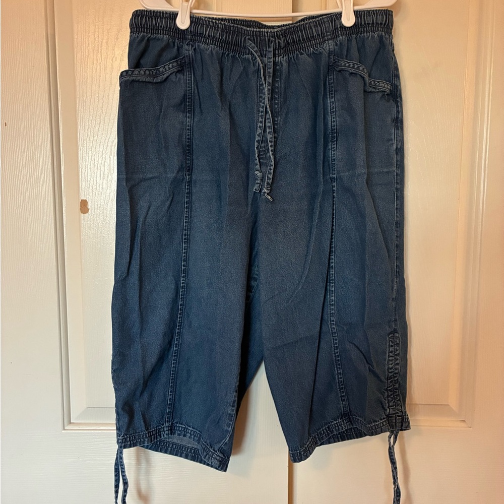 Karen Scott Women's Pull On Drawstring Denim Jean Pants Straight Plus Size XL 18